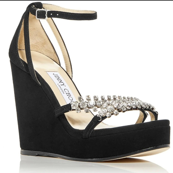NEW NEW NEW CHOO CHOO CHOO Jimmy Choo Platform Rhinestone Wedges Crystal - Picture 2 of 16